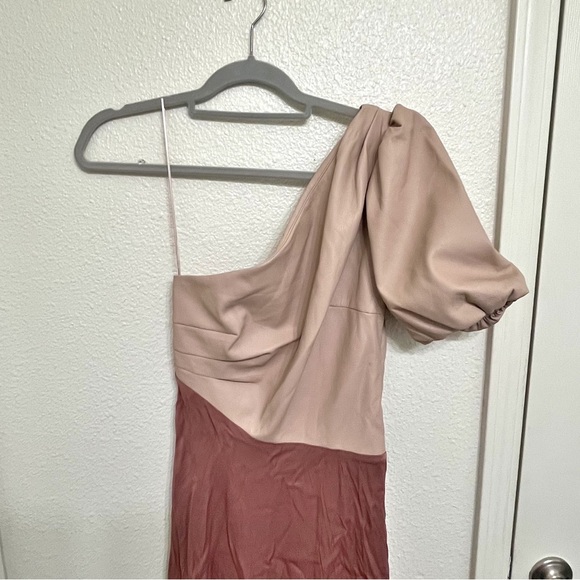 Anthropologie Faux Leather One Shoulder Asymmetrical Midi Dress Size 2 NWT - Picture 3 of 12